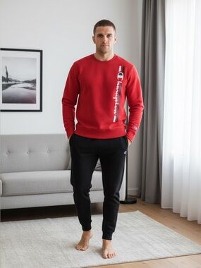 Champion Authentic Mens Sweatshirt Size L Graphic Embroidered Logo Red